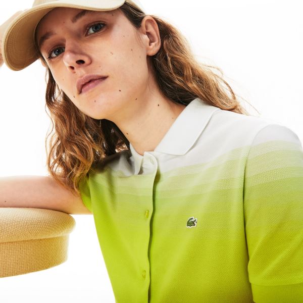 Lacoste Made in France Cotton Piqué Polo Dress - Šaty Dámské Žluté / Bílé | CZ-Ojvsg2